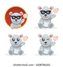 CUTE BEAR WITH CANDY MASCOT CARTOON VECTOR