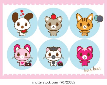 colección de tarjetas de oso adorable