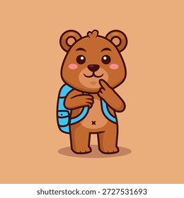 Cute Bear Carrying a Bag Vector Illustration Cartoon Character. Suitable for Education and School Children.