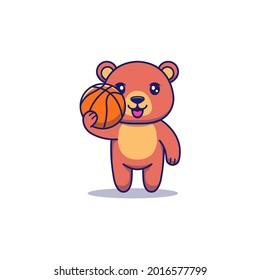 Cute bear carrying basket ball