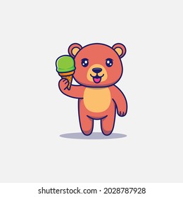 Cute bear carrying ice cream