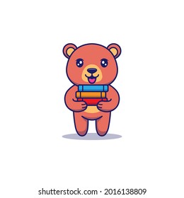 Cute bear carrying some books