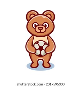 cute bear cartoon animal holding a ball