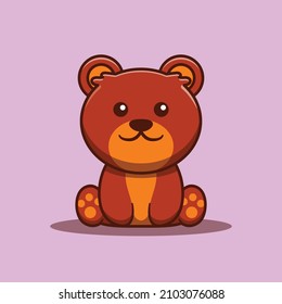 Cute bear cartoon character. Animal vector illustration. Suitable for stickers, logos, icons and more.