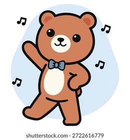 Cute Bear Cartoon Character in Clean Flat Vector Illustration