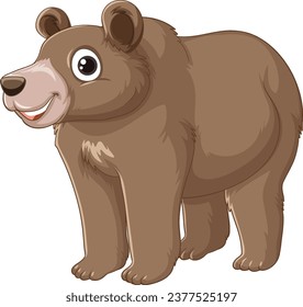 A cute bear cartoon character standing on a plain white background