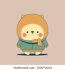 cute bear cartoon character vector icon illustration animal nature icon concept isolated premium vector flat
