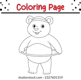 Vector de ilustraciones de la página de dibujos animados de oso mate. Páginas para colorear animales salvajes para niños