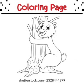 Cute bear cartoon coloring page illustration vector. For kids coloring book. Wild animal coloring pages for kids