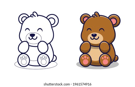 Cute bear cartoon coloring pages for kids