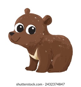 cute bear cartoon in crayon style editable Colorful vector hand drawn illustration for children. baby designs for cards, poster decorations, t-shirt prints, stickers, icons and others