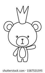 Cute bear cartoon with crown design, Animal zoo life nature character childhood and adorable theme Vector illustration