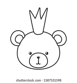 Cute bear cartoon with crown design, Animal zoo life nature character childhood and adorable theme Vector illustration