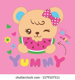 Cute bear cartoon design for tshirt vector illustration