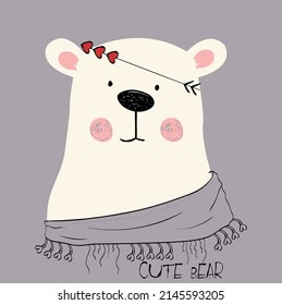 Cute Bear Cartoon Doodle Vector Slogan Tshirt Print Design