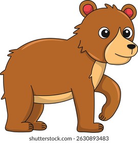 Cute bear cartoon. Flat vector illustration. Wild life animals. Cute animal on white background
