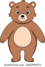 Cute bear cartoon. Flat vector illustration. Wild life animals. Cute animal on white background