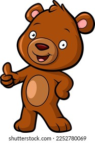 Cute bear cartoon giving thumb up