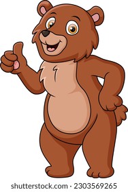 Cute bear cartoon giving thumbs up