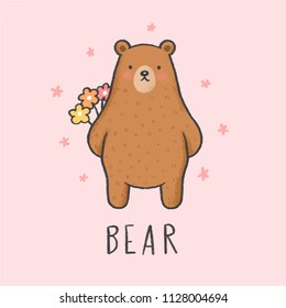 Cute Bear cartoon hand drawn style