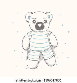Cute bear cartoon hand drawn vector illustration. Can be used for t-shirt print, kids wear fashion design, baby shower invitation card.