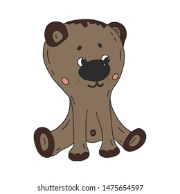 Cute bear cartoon hand drawn vector illustration. Can be used for t-shirt print, kids wear fashion design, baby shower invitation card. kawai