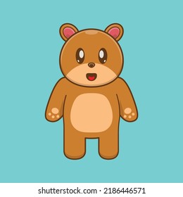 Cute bear cartoon illustration. Cute bear is standing Cartoon icon. Animal character fantasy design for kids.