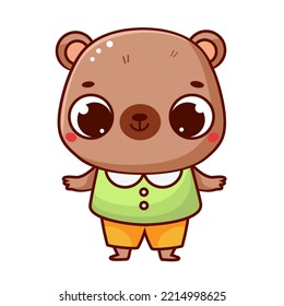 Cute bear. Cartoon kawaii animal character for kids and children clip art
