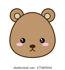 Cute bear cartoon line and fill style icon design, Kawaii animal zoo life nature and character theme Vector illustration