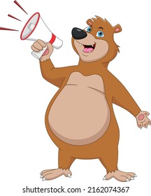 caricatura de oso lindo con megáfono