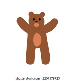 Cute bear cartoon on white background, vector illustration in flat cartoon design.