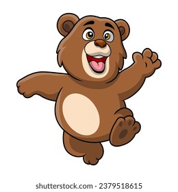 Cute bear cartoon on white background