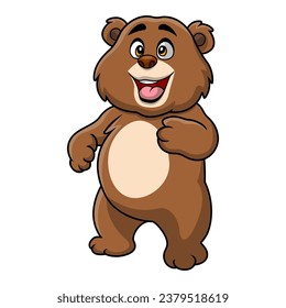 Cute bear cartoon on white background