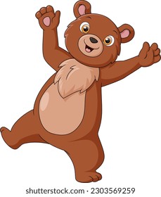 Cute bear cartoon posing on white background