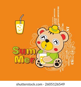 Cute bear cartoon relaxing time, Flat Vector Illustration