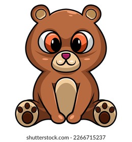 Cute bear cartoon sitting on white background