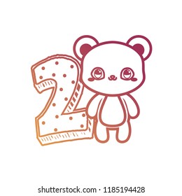 cute bear cartoon with two number decoration