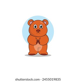 cute bear cartoon vector icon illustration.animal icon illustration. flat style concept cute