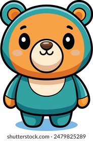 Cute Bear Cartoon Vector Icon Illustration On White Background.