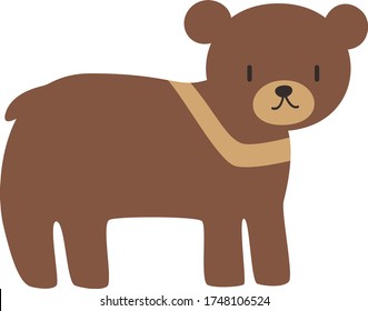 Cute Bear Cartoon, Vector illustration bear on a white background. Drawing for children