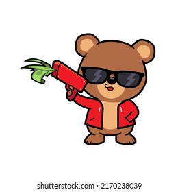 Cute bear cartoon vector illustration, Rich animals concept icon design