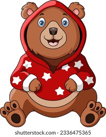 Cute bear cartoon wearing jacket