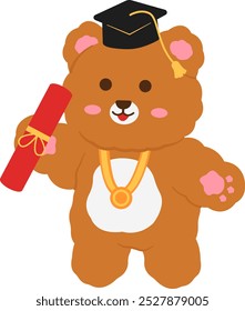 Cute Bear Celebrating Graduation Day Illustration