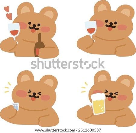 cute bear character with alcohol