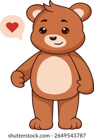 Cute Bear Character with Cartoon Design. Vector Illustration