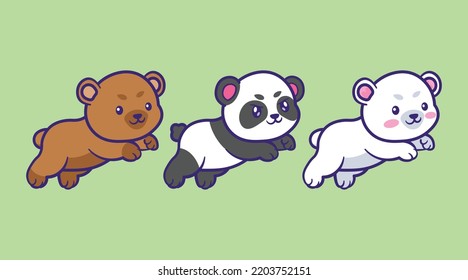 cute bear character collection icon mascot bundle