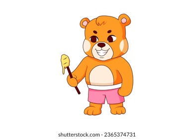 Cute Bear Character Design Illustration