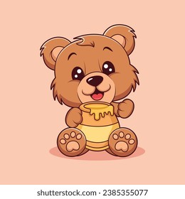 Cute Bear Character Design Illustration