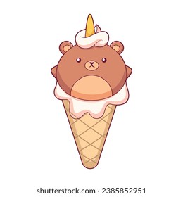 Cute Bear Character Design Illustration