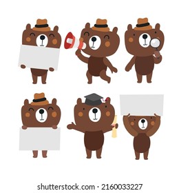 Diseño de caracteres de oso mate que presenta el concepto